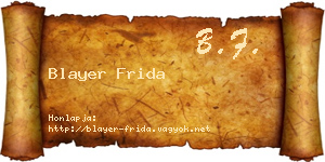 Blayer Frida névjegykártya